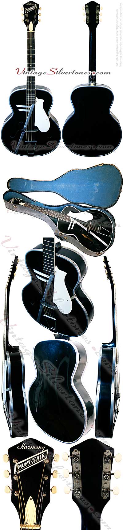 Harmony H956S Montclair made by Harmony in Chicago, acoustic guitar, archtop, black finish, harmometal binding, birch top,made in 1957
