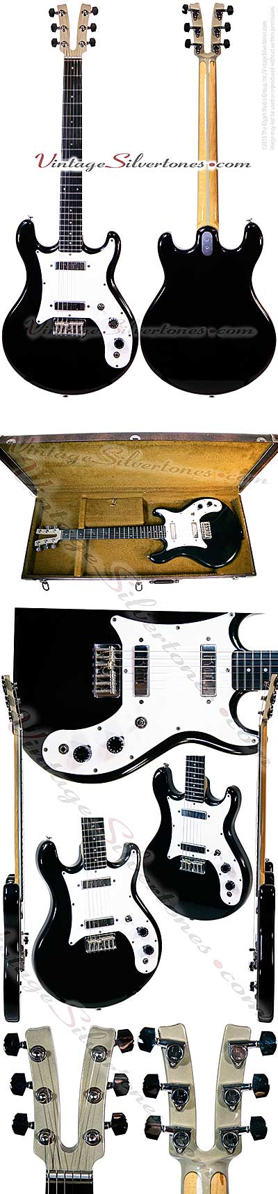 Kramer 250g-Neptune, NJ 2 pickup, electric guitar, 1977, black, white pickguard, double cutaway