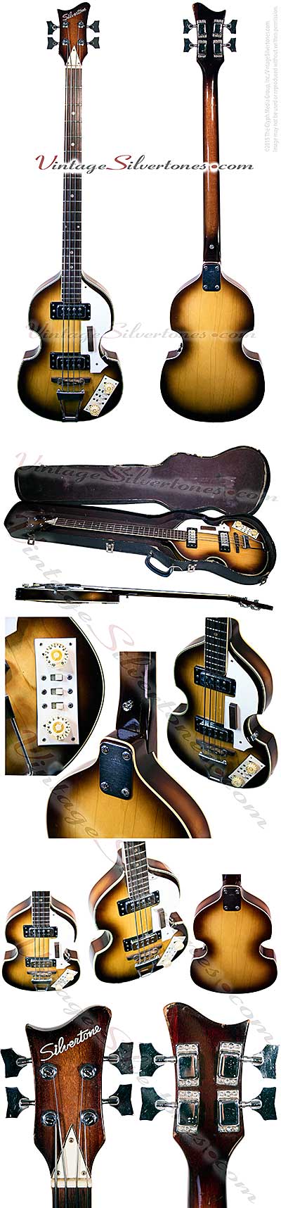 Silvertone bass - Beatles violin shaped, 2 pickups, sunburst finish, made in Japan circa 1966